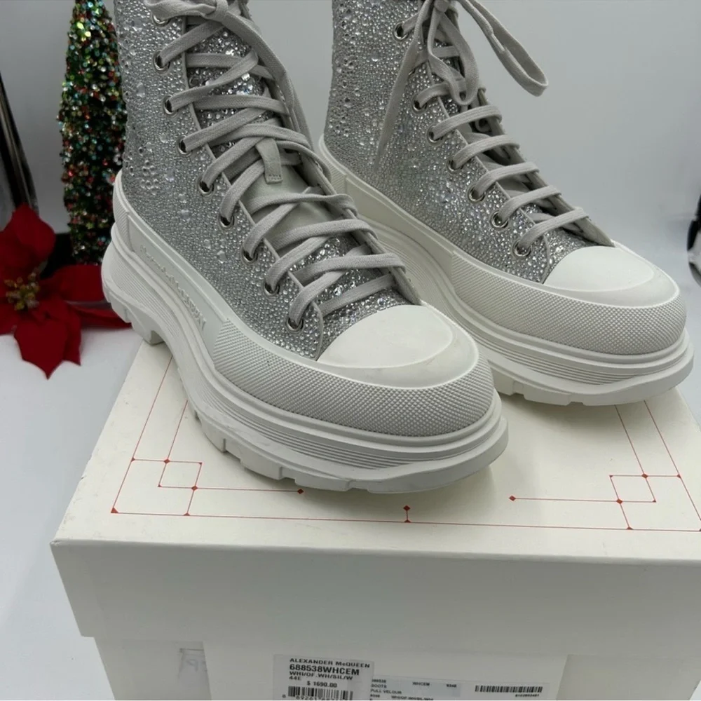 Men’s Alexander McQueen tread slick Crystal sneaker boots size 44 made in Italy